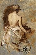 Young Woman with a Nude Back Presenting a Bowl